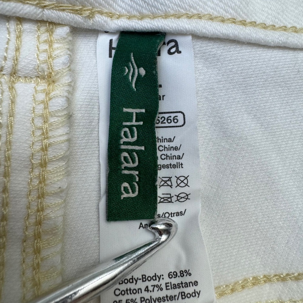 Halara Womens XL Flex High Waisted Straight Leg White Denim Pants Stretch - Picture 5 of 8